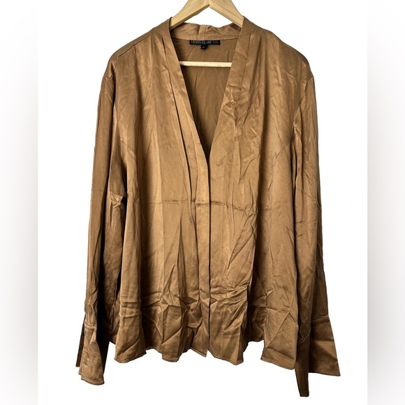 Lafayette 148 New York 100% Silk Blouse Sz 24 Brown Hidden Buttons Career Work - Picture 10 of 10